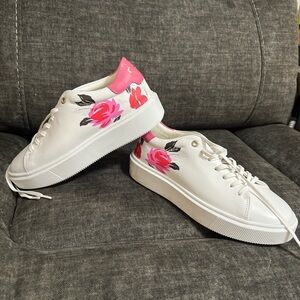 Ted Baker London White Sneakers with Pink Floral Design